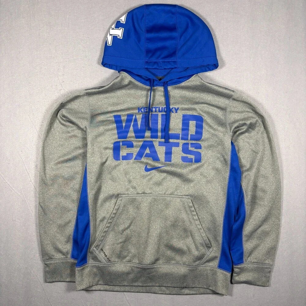 Nike Therma-Fit Kentucky Wildcats Pullover Hoodie Men's S Grey Blue White